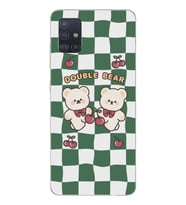 Samsung Galaxy A51 Uyumlu Double Bear Tasarımlı Şeffaf Telefon Kılıfı
