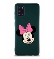 Samsung Galaxy A31 Soft Premier Kapak Minnie Mouse-C Tasarımlı Silikon Kılıf - Yeşil (Şeffaf)
