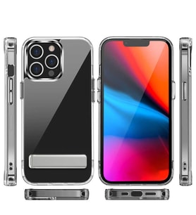 Apple iPhone 13 Pro Kılıf Standlı Şeffaf Silikon L-Stand Kılıf (Renksiz)