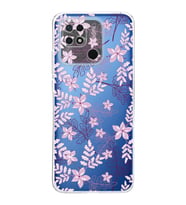 Redmi 10c  Kamera korumalı Kapak Floral Pudra Tasarımlı  Şeffaf Kılıf
