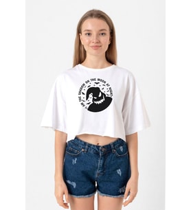 Oogie Boogie Beyaz Kadın Crop Tshirt