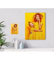 BK Gift Kişiye Özel Tam Boy Anne ve Kız Karikatürlü Kanvas Tablo 30x50cm-1