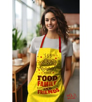 Moud's Süet Kumaş Family Food Yemek Desenli Mutfak Önlüğü, Aşçı Önlüğü, Garson Önlüğü