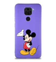 Xiaomi Redmi Note 9 Soft Premier Kapak Mickey Mouse-C Tasarımlı Silikon Kılıf - Mor (Şeffaf)