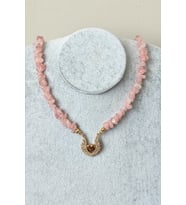 PEMBE KUVARS KALP KIRIKTAŞ KOLYE