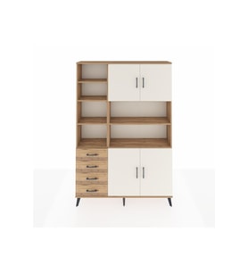 Arges Dolap 9 Raflı 4 Çekmeceli 4 Kapaklı 132x30x195 Çam-Aytaşı/Çam