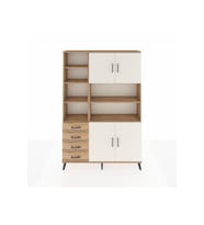 Arges Dolap 9 Raflı 4 Çekmeceli 4 Kapaklı 132x30x195 Çam-Aytaşı/Çam