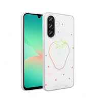 Galaxy A36 Kılıf Şeffaf Figürlü Folk Sert Kılıf Çilek
