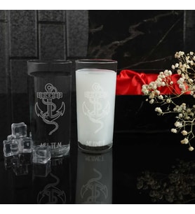 Çapa Figürlü İsme Özel 2'li Rakı Kadehi Seti
