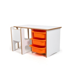 3 Çekmeceli Oyun, Aktivite, Etkinlik Masası, Beyaz-Turuncu, 18mm MDF