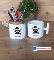 Erkek Kuaförü Kalemlik, Kupa Bardak T Kişiye Özel Hediye (Model 1)
