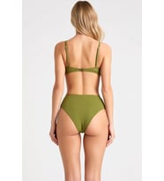Kadın Bikini Takımı Straplez Kaplı Yüksek Bel Slip Aksesuar Detaylı Örme Kumaş Düz Desen Kolsuz