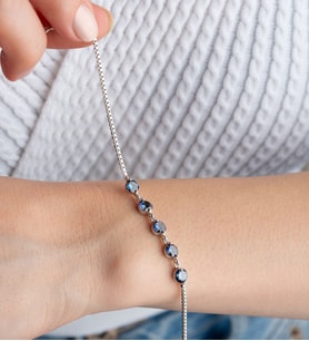 Saklı Takı 925 Ayar Gümüş Opal Taşlı Bileklik (Lacivert)