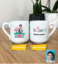 Kişiye Özel Karikatürlü Eczacı Hediye Oval Kupa Bardak Erkek Ezacıya Tıp Bayramı Hediyesi
