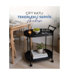 Çift Katlı Tekerlekli Servis Arabası