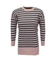 Kadın Çizgili Oversize Kazak BGL-ST04083 (Pudra)