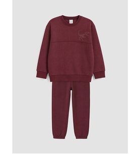 LCW Kids Bordo Dinozor Baskılı Erkek Çocuk Eşofman Takımı