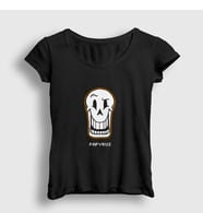 Presmono Kadın Siyah Face Papyrus Undertale T-Shirt 31974tt