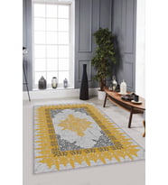 Sarı Klasik Göbekli Kaymaz Tabanlı Dekoratif Halı MK34 - 100 x 160 cm
