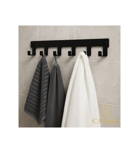 Mat Siyah 6 Kancalı Duvar Tipi Banyo Askısı