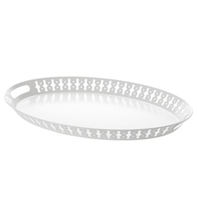 Servis-Sunum Tepsi 52x39 cm Beyaz Renk ikea Yuvarlak Tepsi Çelik
