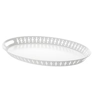 Servis-Sunum Tepsi 52x39 cm Beyaz Renk ikea Yuvarlak Tepsi Çelik