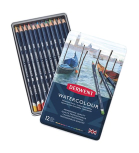Derwent Watercolour Pencil Suluboya Kalem Seti 12'li Teneke Kutu 