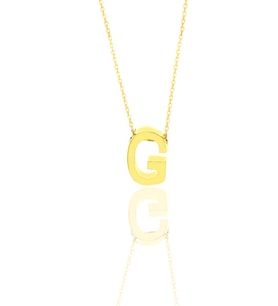 Söğütlü Silver Gümüş altın yaldızlı üç boyutlu minimal G harf kolye