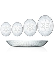 Decocia 4 Adet Oval Cam Salata Sunum Tabak Takımı Vega Desenli