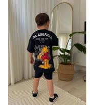Cg Kids Garfield Erkek Çocuk Şortlu Alt Üst Takım (Siyah)
