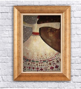 Altın Varaklı  Çerçeveli Paspartulu Tablo ndd1412 (Gold)