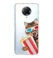 PrintiFy Xiaomi Poco F2 Pro ile Uyumlu 1mm Slim Fit Kedi 1 050b Baskılı Şeffaf  Kılıf