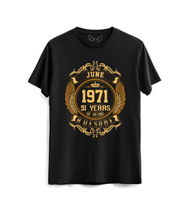Vintage Gold Awesome Series June 1971 Siyah Tshirt