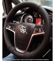 Opel Astra J Cosmo Sport Kasa  Araca Özel Direksiyon Kılıfı NOKTA DÜZ SİYAH İPLİ (Karışık)