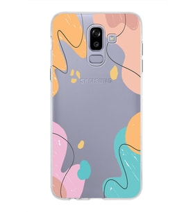 Samsung Galaxy J8 Kapak Karışık Renkler Tasarımlı Şeffaf Silikon Kılıf