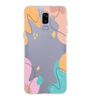 Samsung Galaxy J8 Kapak Karışık Renkler Tasarımlı Şeffaf Silikon Kılıf