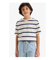 Defacto Çizgili indigo Erkek Çocuk T-Shirt D7864A8/IN245