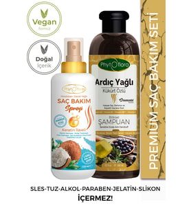 Phytoflora 2'li Set Ardıç Yağlı Saç Bakım Şampuanı Ve Hindistan Cevizi Yağlı Saç Spreyi