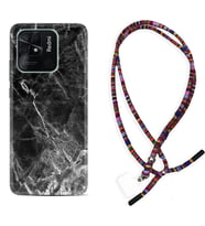 Xiaomi Poco X3 Pro M4 Pro X4 Pro C40 10C Kılıf Boyun Asklı Rasta Silikon Kara Mermer 1375