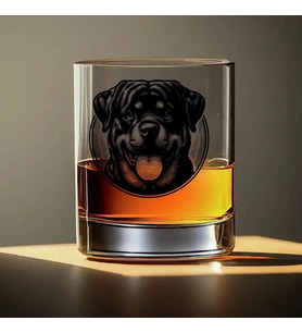 Rottweiler Baskılı Viski Bardağı – Köpek Temalı Özel Tasarım Cam Bardak