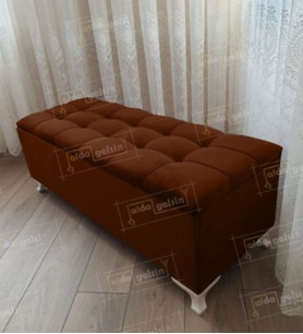 Lüks Çizgi Kapitoneli Sandıklı Puf Bench 110 cm (Kahverengi)