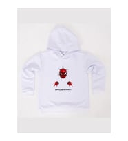 Spiderman baskılı örümcek adam kapüşonlu pamuklu kumaş çocuk sweatshirt (Beyaz)