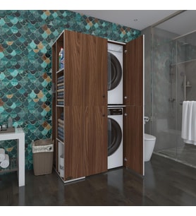 Kenzlife çamaşır-kurutma makinesi dolabı kapaklı foka sol cvz 180*090*60 banyo arkalıksız (Karışık)