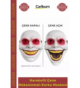 #Maske Gerçekçi Ürkütücü Halloween Kostüm Sahne Hareketli Çene Mekanizmalı Kırmızı Korku Maskesi