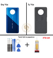 Infinix Note 7 Mavi Uyumlu Arka Kapak + Yapıştırıcı ve Vida Seti Arka Cam Batarya Pil Kapağı