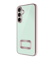 Samsung Galaxy A36 Kılıf Kamera Korumalı Logo Gösteren Şeffaf Kapak (Rose)