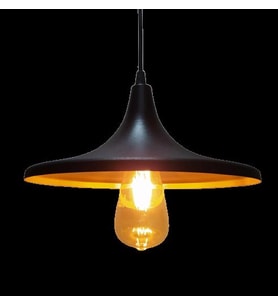 RİOLİGHT RETRO  SIYAH IÇİ SARI METAL SARKIT AVİZE ÇAP: 27CM (Siyah)