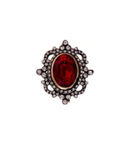 Elmas Montür Elmas Montür Swarovski Taşlı Yakut Kırmızı Broş Sevgiliye Hediye (Gold)