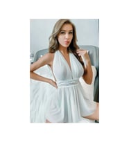 HotFlirt NL 3286-1 Kadın Beyaz Sırt Dekolteli Gecelik