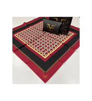 Geometrik Desen Black Seri Twill Eşarp Eşarp Askısı ile Birlikte 90x90 cm Mürdüm